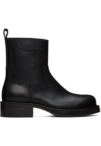 Acne Studios Black Leather Waxed Boots