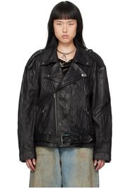 Acne Studios Black Crinkled Leather Jacket