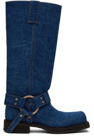 Acne Studios Blue Buckle Denim Boots