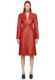 Acne Studios Red Pinched Seams Leather Coat