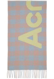 Acne Studios Blue & Pink Check Logo Scarf