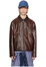 Acne Studios Brown Zipper Leather Jacket