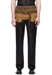 Acne Studios Black & Tan Belted Trousers