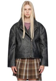 Acne Studios Black Distressed Leather Jacket