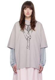 Acne Studios Gray & Blue Hooded Long Sleeve T-Shirt