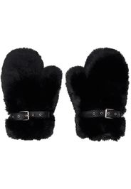 Acne Studios Black Fluffy Buckle Mittens