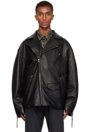 Acne Studios Black Waxy Nappa Leather Biker Jacket