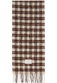 Acne Studios Beige & Brown Checked Logo Scarf