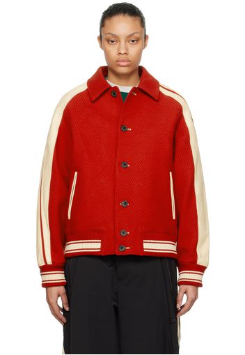 ADER error Red Button-Up Bomber Jacket