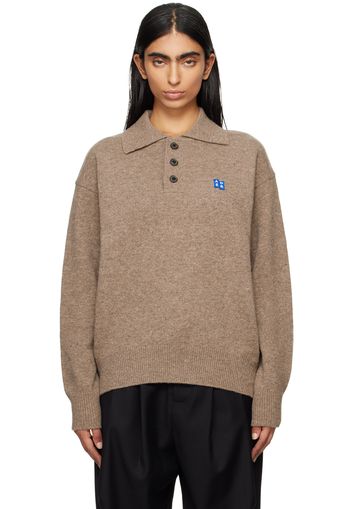 ADER error Beige Significant Tag Long Sleeve Polo