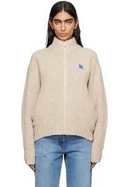 ADER error Beige TRS Tag Knit 01 Zip-Up Sweater