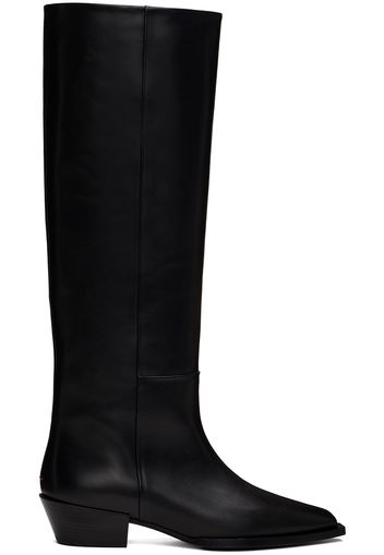 Aeyde Black Arla Leather Cowboy Tall Boots