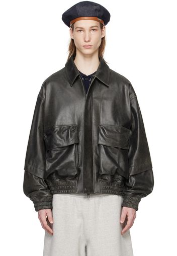 AFTER PRAY Black Oversized Leather Jacket