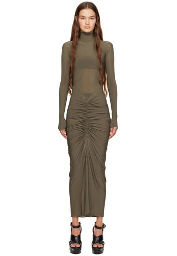 ALAÏA Brown Draped Jersey Maxi Dress