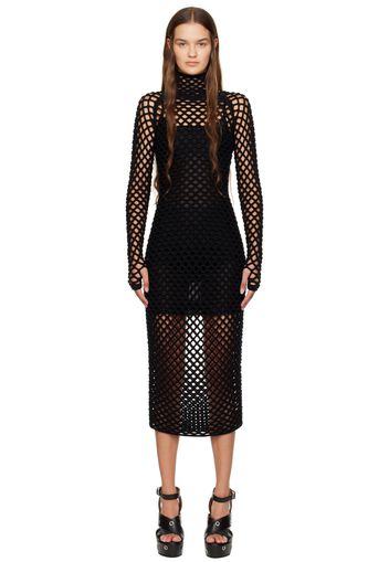 ALAÏA Black Cage Knit Maxi Dress