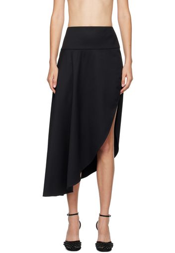 ALAÏA Black Fluid Asymmetric Midi Skirt