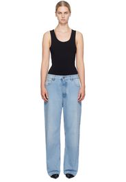 ALAÏA Black & Blue Tank Body Denim Jumpsuit