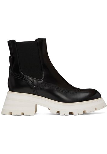 Alexander McQueen Black & White Wander Chelsea Boots