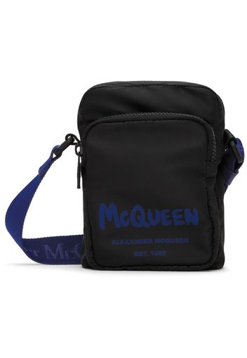 Alexander McQueen Black & Blue Printed Bag