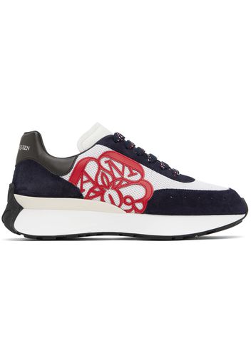 Alexander McQueen White & Navy Sprint Runner Sneakers