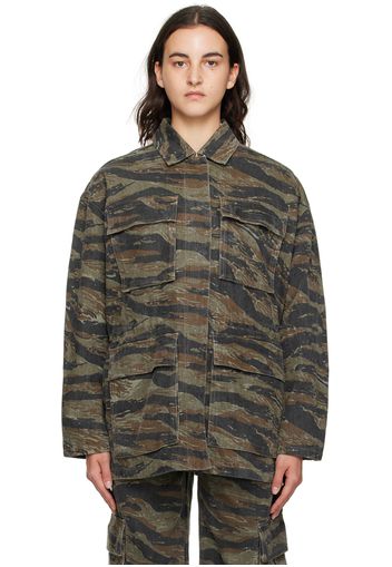 Alexander Wang Green Camouflage Denim Jacket