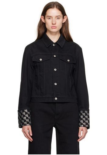 Alexander Wang Black Crystal Cuff Denim Jacket