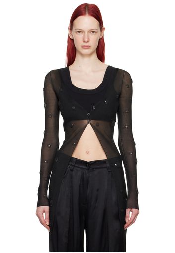 Alexander Wang Black Ribbed Cardigan