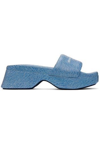 Alexander Wang Blue Trompe L'œil Denim Goatskin Float Heeled Sandals