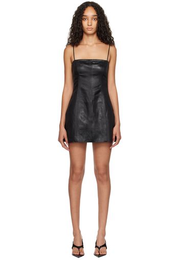 Alexander Wang Black Fitted Linen Chintz Minidress