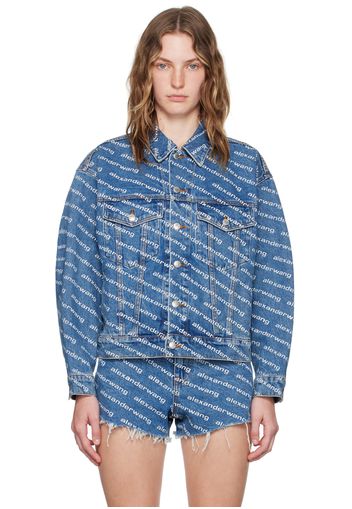 Alexander Wang Blue Game Logo Denim Jacket