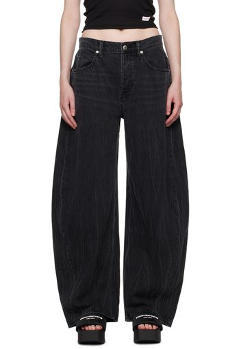 Alexander Wang Black Creased Cotton Ballon Jeans