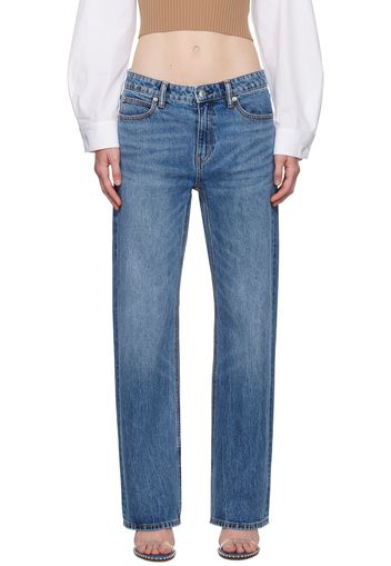 Alexander Wang Blue Mid-Rise Pre-Styled Logo Brief Jeans