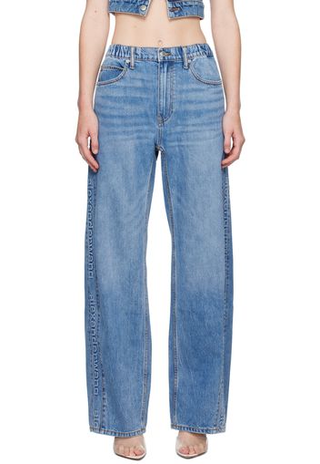 Alexander Wang Blue Logo-Embossed Balloon Jeans