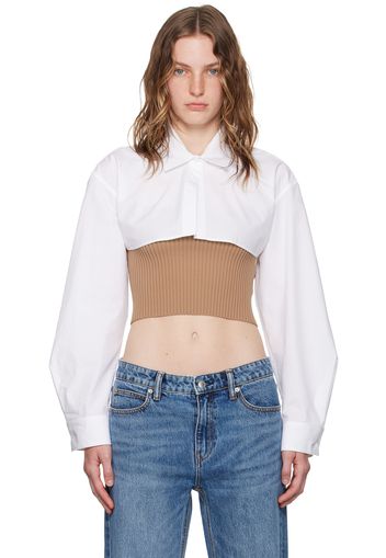 Alexander Wang Tan & White Pre-Styled Cropped Cami Shirt