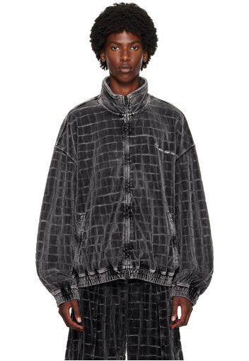 Alexander Wang Gray Crocodile Velour Track Jacket