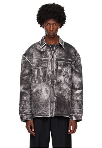 Alexander Wang Black & Gray Oversized Denim Jacket