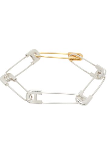 AMBUSH Silver & Gold 'A' Safety Pin Link Bracelet