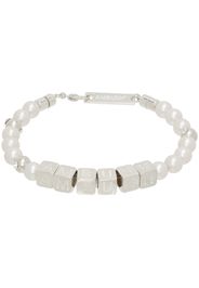 AMBUSH Silver & White Pearl Letterblock Bracelet