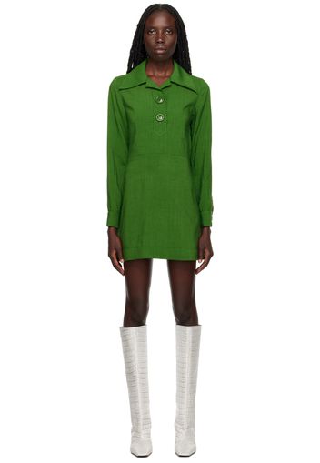 AMI Alexandre Mattiussi Green Buttoned Collar Minidress