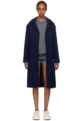 AMI Alexandre Mattiussi Navy Single-Breasted Coat