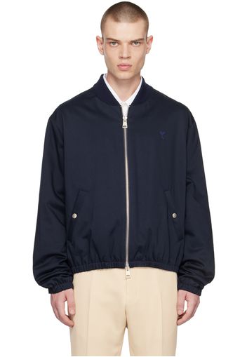 AMI Alexandre Mattiussi Navy Ami De Cœur Bomber Jacket