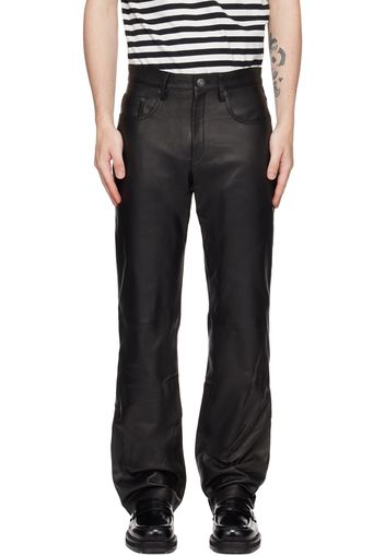 AMI Alexandre Mattiussi Black Straight-Fit Leather Pants