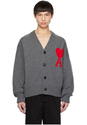 AMI Alexandre Mattiussi Gray Ami de Cœur Cardigan