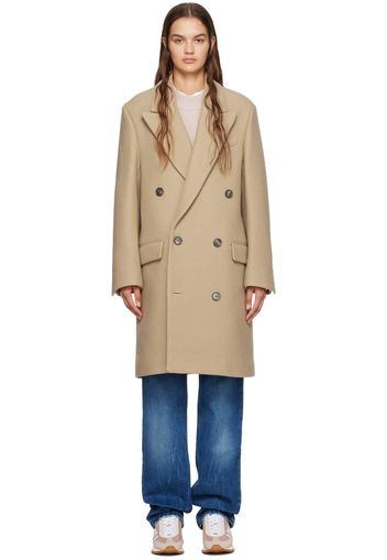 AMI Alexandre Mattiussi Beige Double-Breasted Coat