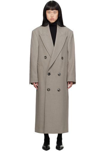 AMI Alexandre Mattiussi Gray Double-Breasted Coat