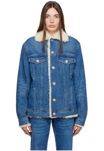 AMI Alexandre Mattiussi Indigo Faded Denim Trucker Jacket