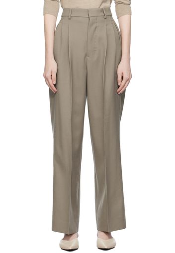 AMI Alexandre Mattiussi Taupe Straight-Fit Trousers