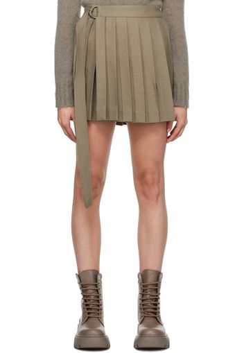 AMI Alexandre Mattiussi Taupe Pleated Miniskirt