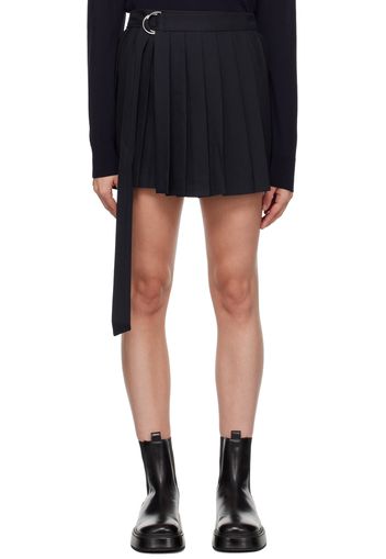 AMI Alexandre Mattiussi Navy Pleated Miniskirt