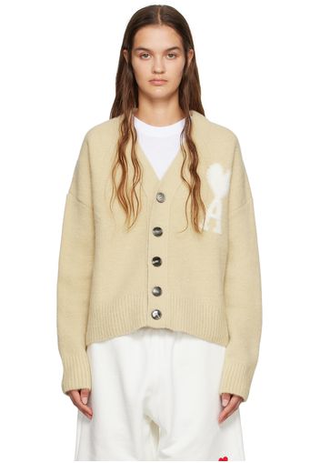 AMI Alexandre Mattiussi Beige Ami de Cœur Cardigan